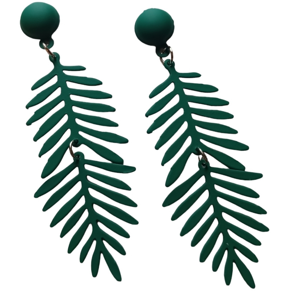 Tropical Green Ball Drop Leaf Earrings